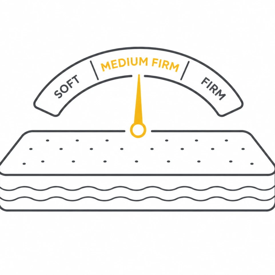 Medium-firm mattress with balanced comfort and support for all sleeping positions.