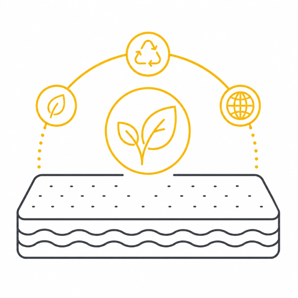 Eco-friendly mattress crafted using sustainable and environmentally responsible materials.